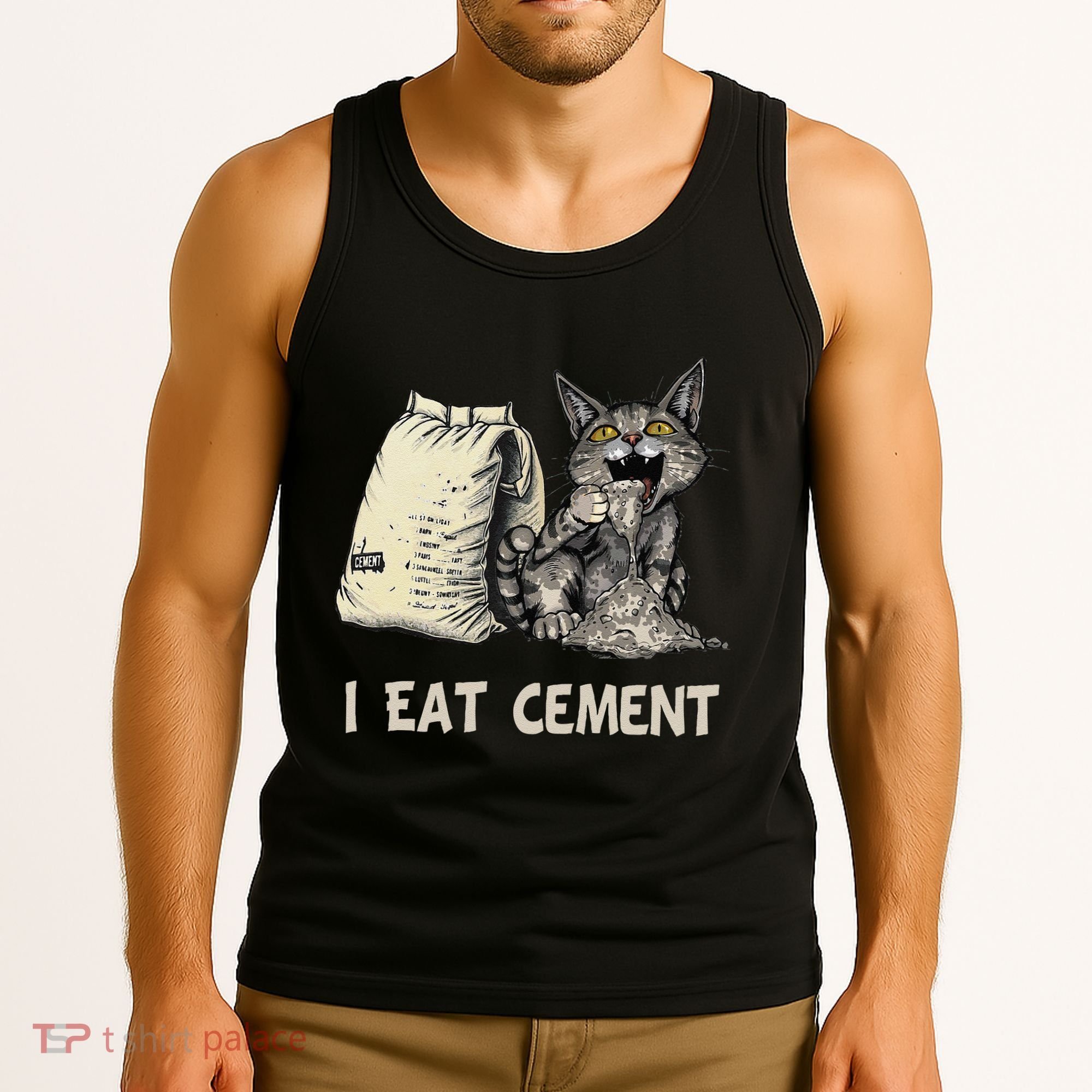I Eat Cement Funny Cat Meme Tank Top