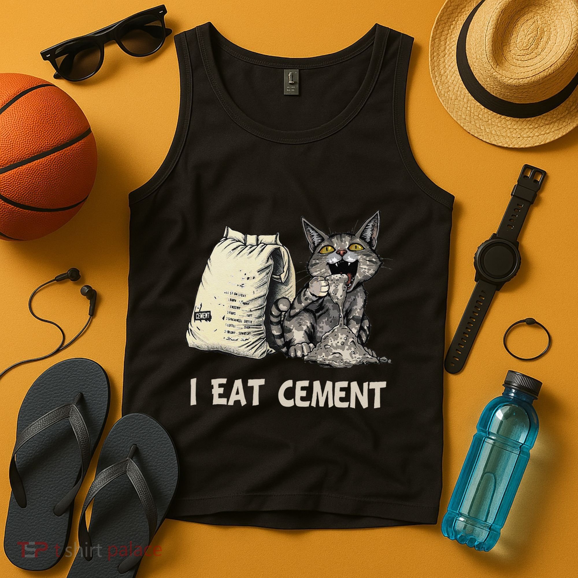 I Eat Cement Funny Cat Meme Tank Top