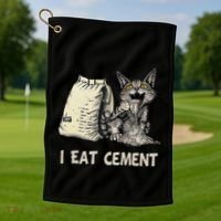 I Eat Cement Funny Cat Meme Golf Towel thumb 1