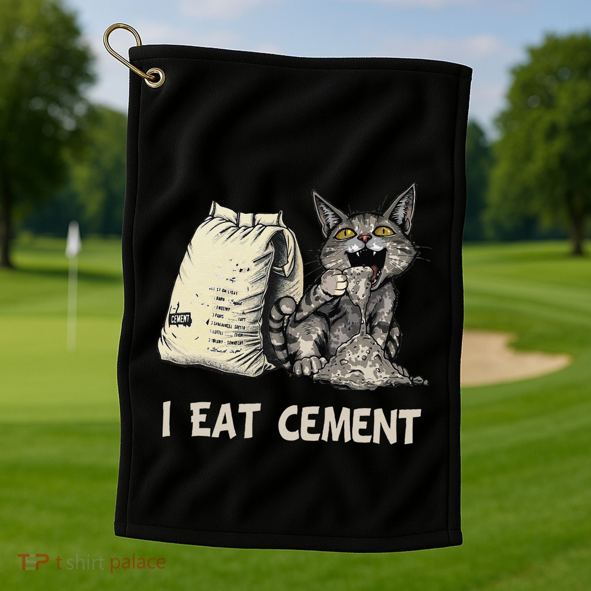 I Eat Cement Funny Cat Meme Golf Towel