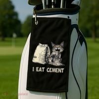 I Eat Cement Funny Cat Meme Golf Towel thumb 2