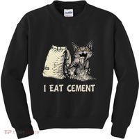 I Eat Cement Funny Cat Meme Kids Sweatshirt thumb 0