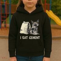 I Eat Cement Funny Cat Meme Kids Hoodie thumb 3