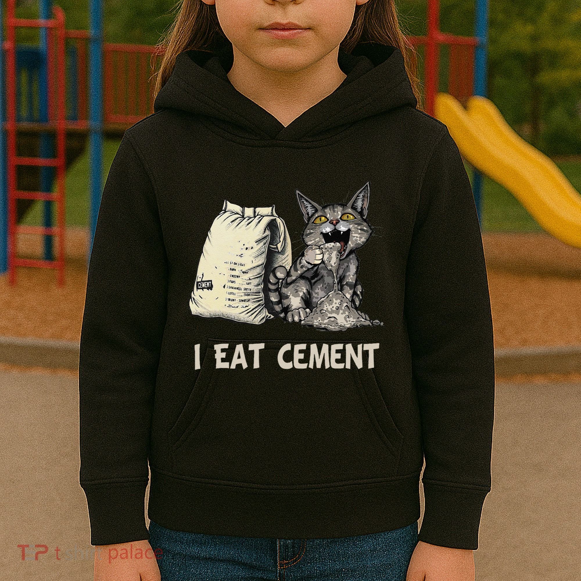 I Eat Cement Funny Cat Meme Kids Hoodie