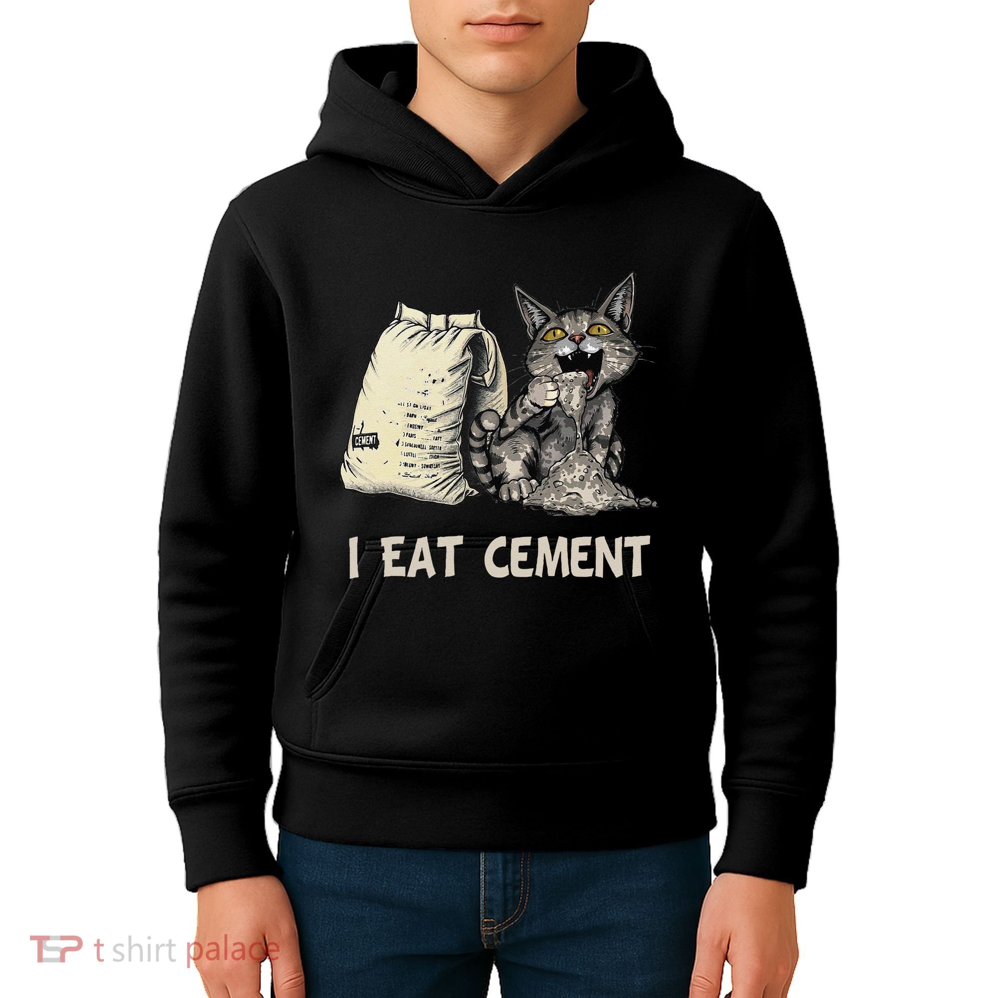 I Eat Cement Funny Cat Meme Kids Hoodie