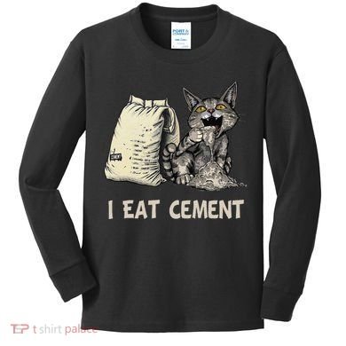 I Eat Cement Funny Cat Meme Kids Long Sleeve Shirt