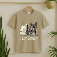 I Eat Cement Funny Cat Meme T-Shirt thumb 2