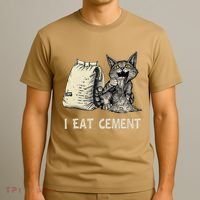 I Eat Cement Funny Cat Meme T-Shirt thumb 3