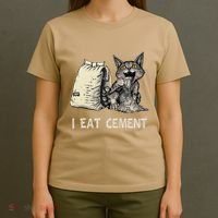 I Eat Cement Funny Cat Meme T-Shirt thumb 4
