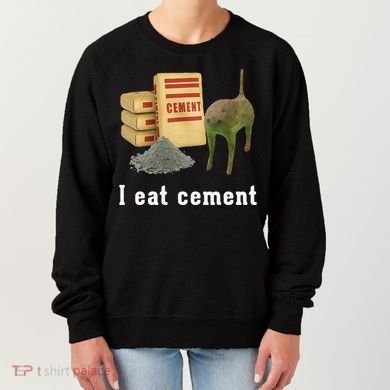 I Eat Cement Cursed Cat Funny Oddly Specific Dank Meme Women's Sweatshirt
