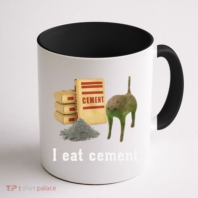 I Eat Cement Cursed Cat Funny Oddly Specific Dank Meme Coffee Mug back
