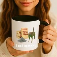 I Eat Cement Cursed Cat Funny Oddly Specific Dank Meme Coffee Mug thumb 3