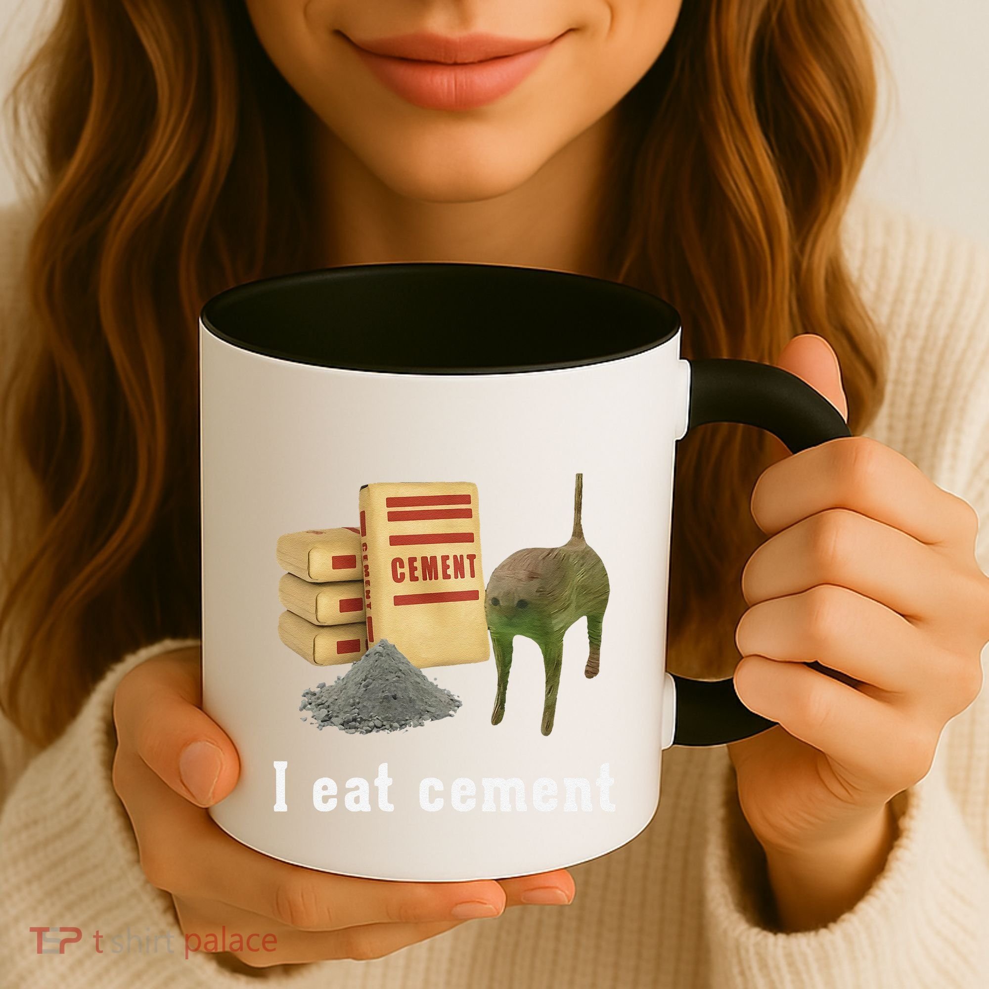 I Eat Cement Cursed Cat Funny Oddly Specific Dank Meme Coffee Mug