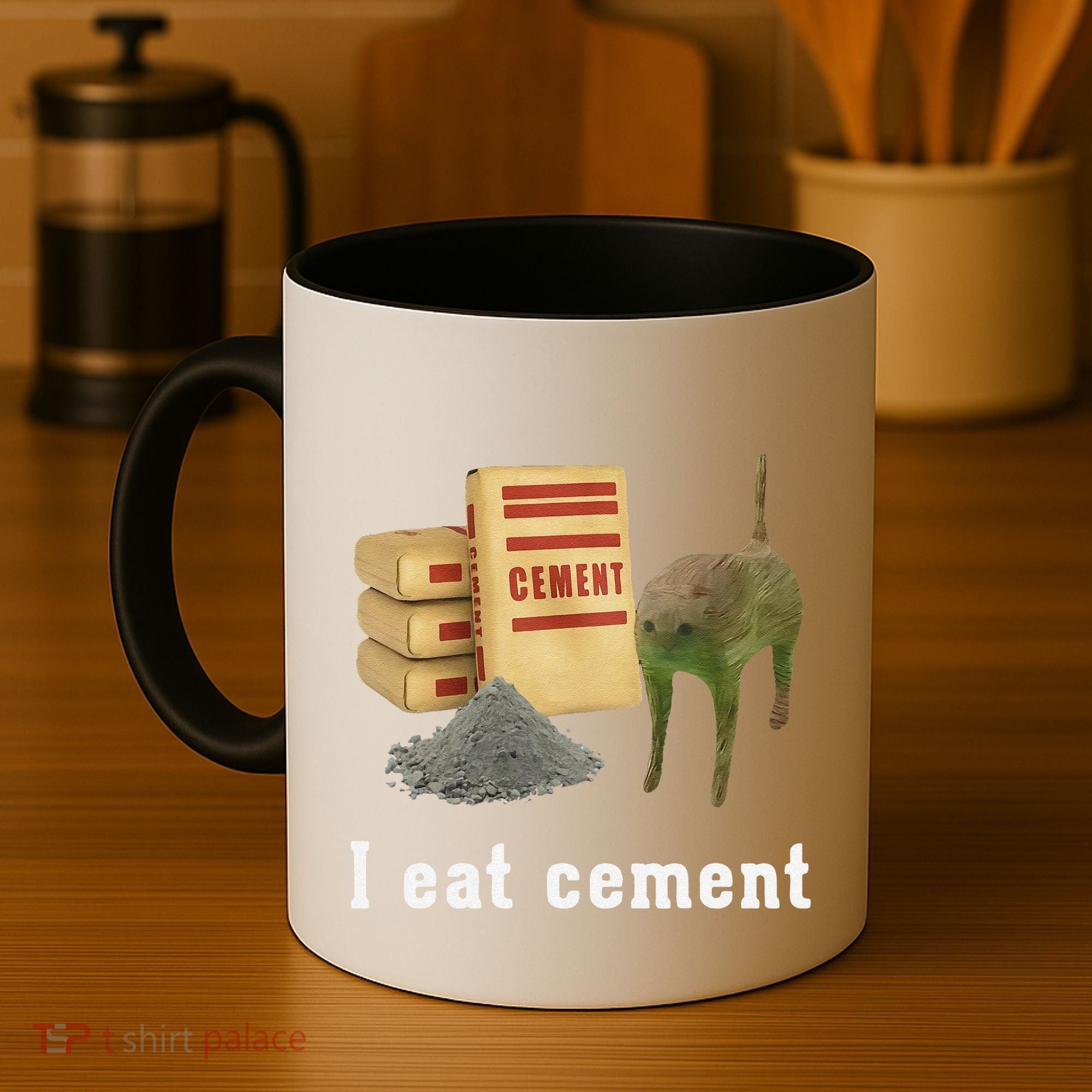 I Eat Cement Cursed Cat Funny Oddly Specific Dank Meme Coffee Mug