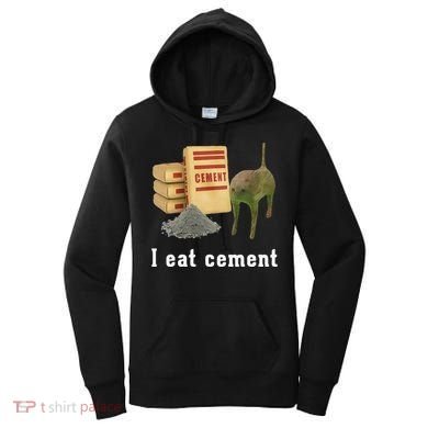 I Eat Cement Cursed Cat Funny Oddly Specific Dank Meme Women's Hoodie