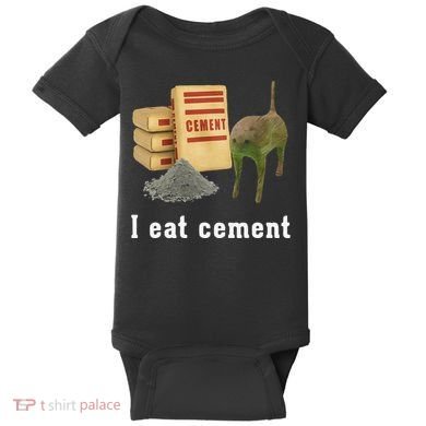 I Eat Cement Cursed Cat Funny Oddly Specific Dank Meme Baby Bodysuit