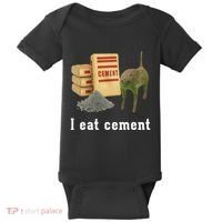 I Eat Cement Cursed Cat Funny Oddly Specific Dank Meme Baby Bodysuit thumb 0
