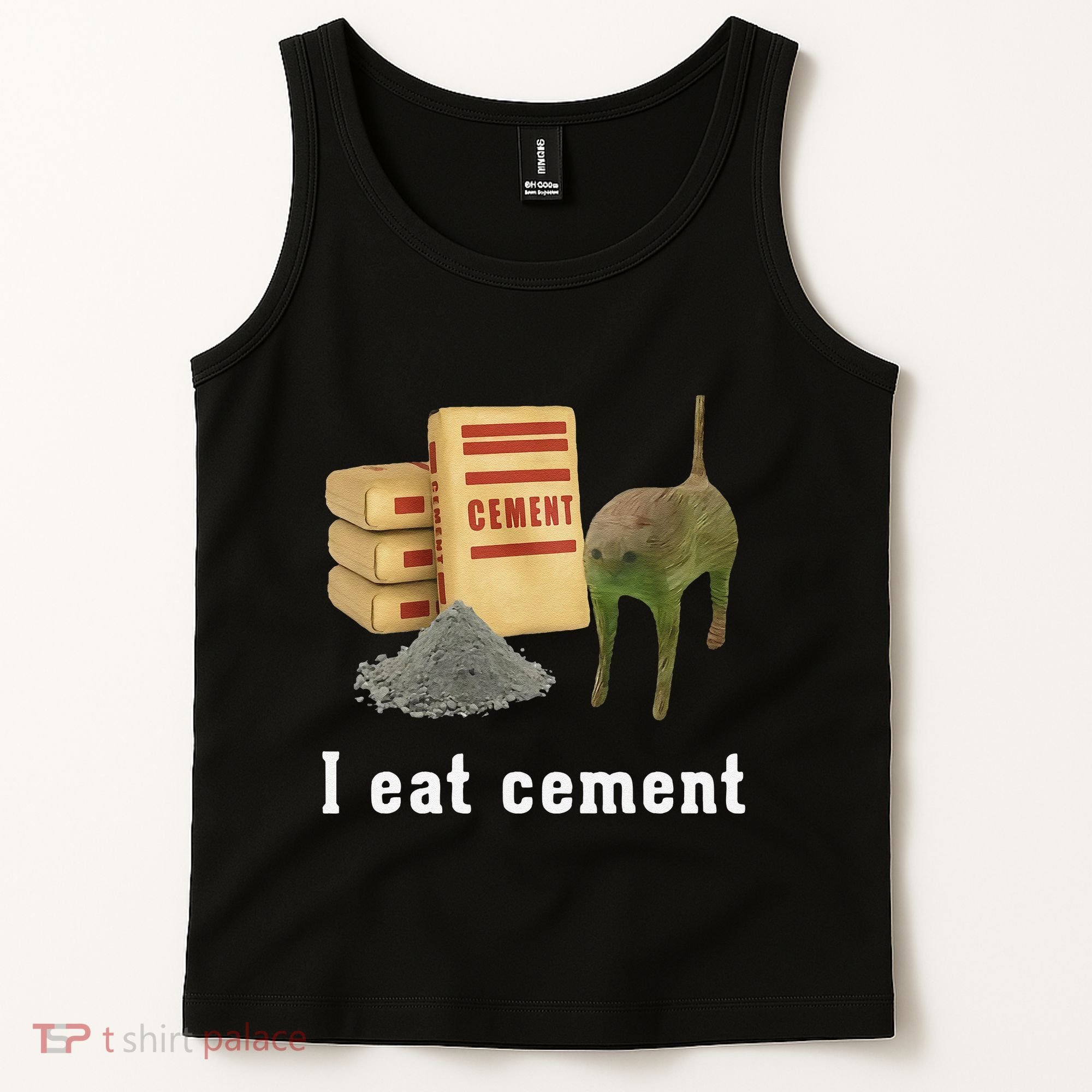 I Eat Cement Cursed Cat Funny Oddly Specific Dank Meme Tank Top