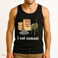 I Eat Cement Cursed Cat Funny Oddly Specific Dank Meme Tank Top thumb 3