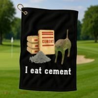 I Eat Cement Cursed Cat Funny Oddly Specific Dank Meme Golf Towel thumb 1
