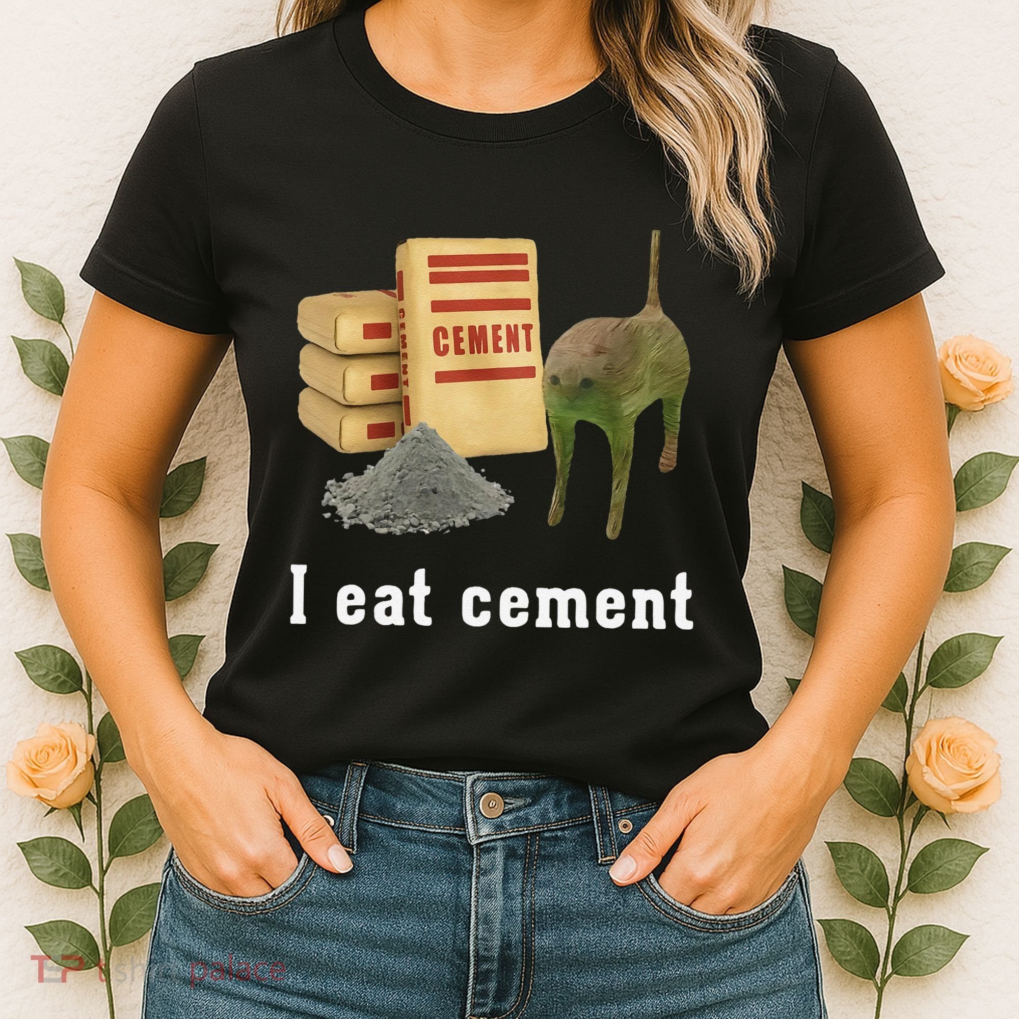 I Eat Cement Cursed Cat Funny Oddly Specific Dank Meme Women's T-Shirt