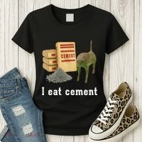 I Eat Cement Cursed Cat Funny Oddly Specific Dank Meme Women's T-Shirt thumb 3