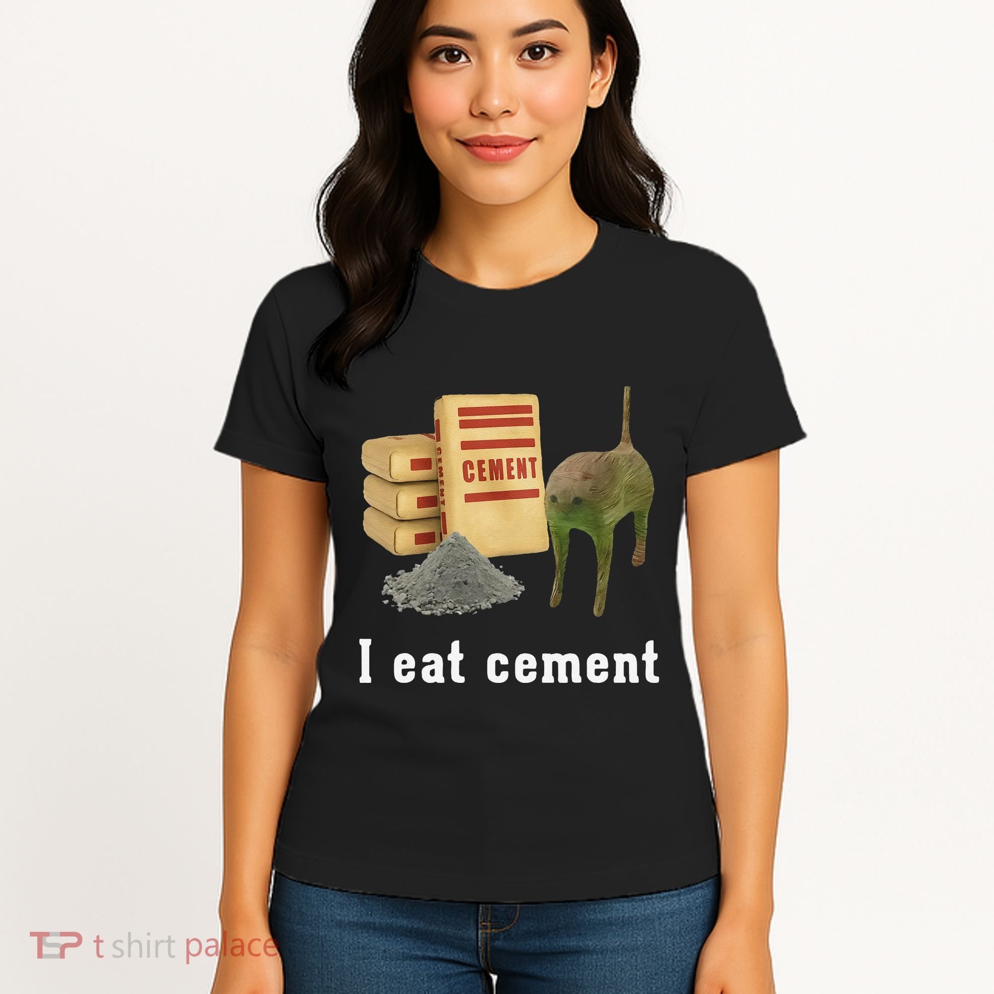 I Eat Cement Cursed Cat Funny Oddly Specific Dank Meme Women's T-Shirt