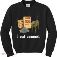 I Eat Cement Cursed Cat Funny Oddly Specific Dank Meme Kids Sweatshirt thumb 0