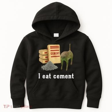 I Eat Cement Cursed Cat Funny Oddly Specific Dank Meme Kids Hoodie