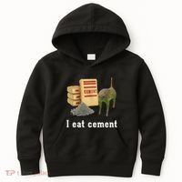 I Eat Cement Cursed Cat Funny Oddly Specific Dank Meme Kids Hoodie thumb 0