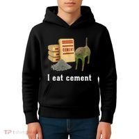 I Eat Cement Cursed Cat Funny Oddly Specific Dank Meme Kids Hoodie thumb 4