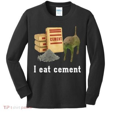 I Eat Cement Cursed Cat Funny Oddly Specific Dank Meme Kids Long Sleeve Shirt