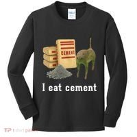 I Eat Cement Cursed Cat Funny Oddly Specific Dank Meme Kids Long Sleeve Shirt thumb 0