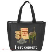 I Eat Cement Cursed Cat Funny Oddly Specific Dank Meme Tote Bag thumb 0