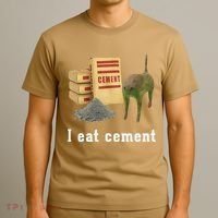 I Eat Cement Cursed Cat Funny Oddly Specific Dank Meme T-Shirt thumb 3
