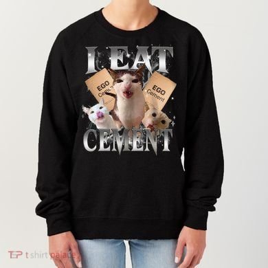 I Eat Cement Cursed Cat Funny Oddly Specific Dank Meme Cat Women's Sweatshirt