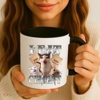 I Eat Cement Cursed Cat Funny Oddly Specific Dank Meme Cat Coffee Mug thumb 3