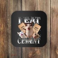 I Eat Cement Cursed Cat Funny Oddly Specific Dank Meme Cat Coaster thumb 0