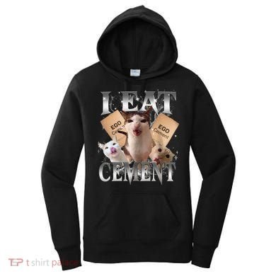 I Eat Cement Cursed Cat Funny Oddly Specific Dank Meme Cat Women's Hoodie