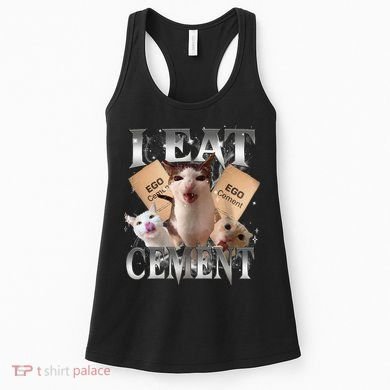 I Eat Cement Cursed Cat Funny Oddly Specific Dank Meme Cat Women's Tank Top