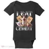 I Eat Cement Cursed Cat Funny Oddly Specific Dank Meme Cat Baby Bodysuit thumb 0