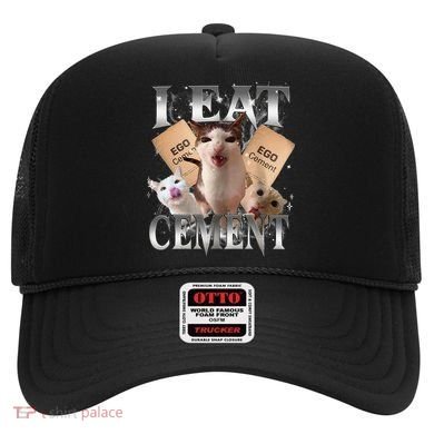 I Eat Cement Cursed Cat Funny Oddly Specific Dank Meme Cat Hat