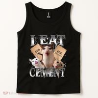 I Eat Cement Cursed Cat Funny Oddly Specific Dank Meme Cat Tank Top thumb 2