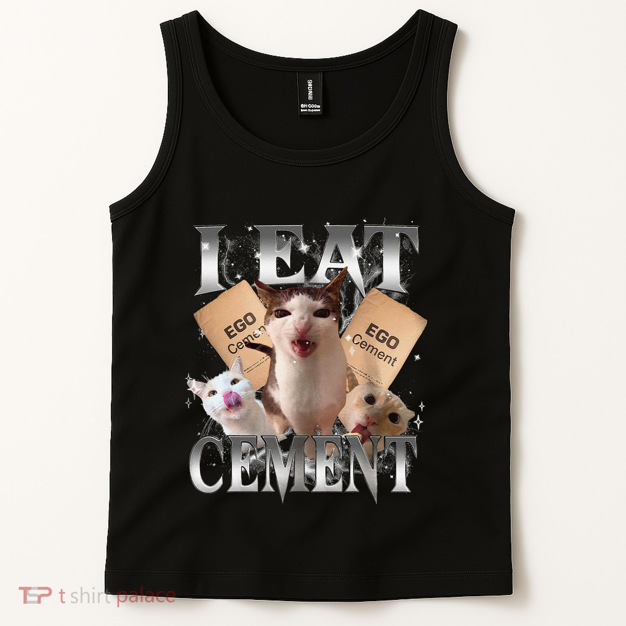 I Eat Cement Cursed Cat Funny Oddly Specific Dank Meme Cat Tank Top