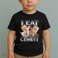 I Eat Cement Cursed Cat Funny Oddly Specific Dank Meme Cat Toddler T-Shirt thumb 2