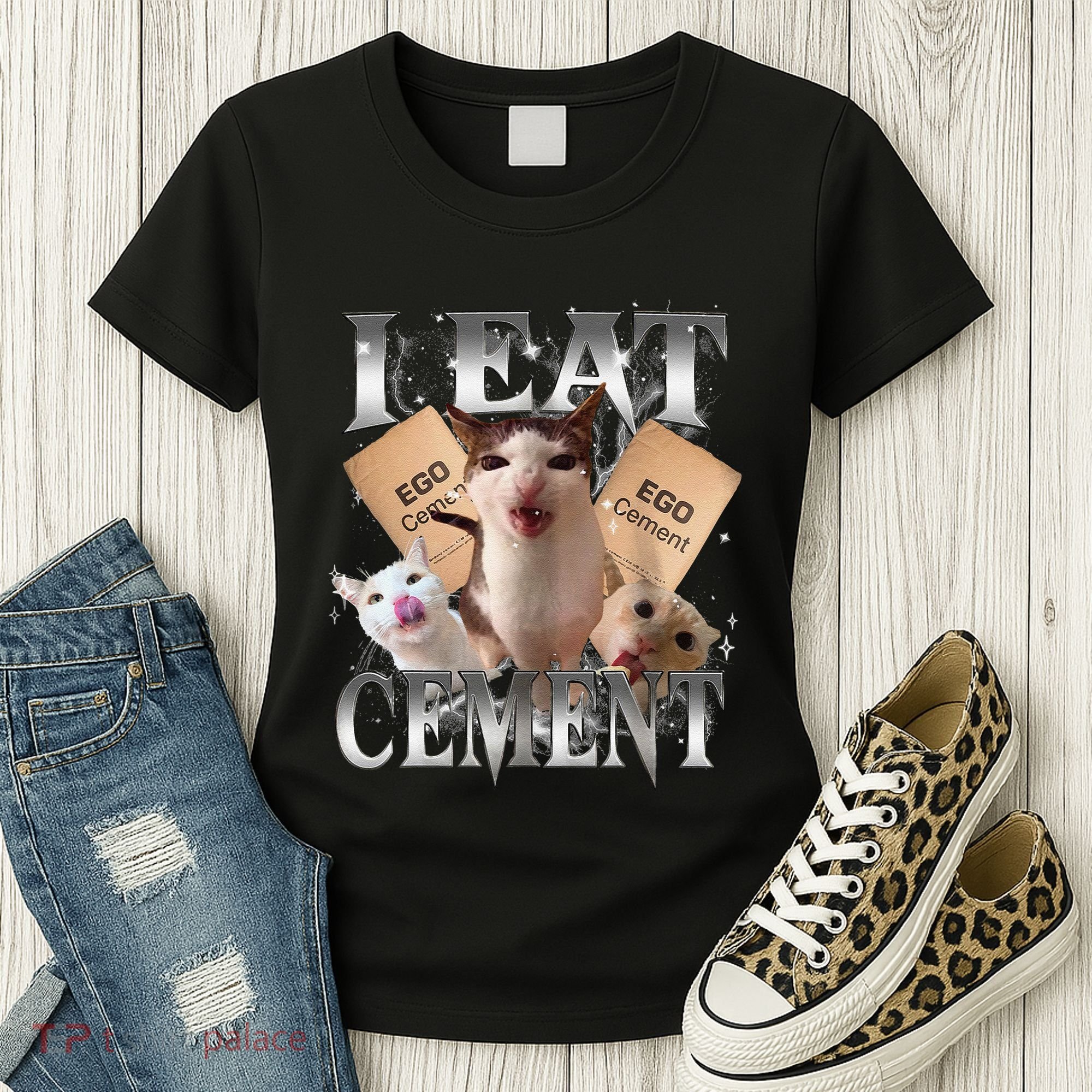 I Eat Cement Cursed Cat Funny Oddly Specific Dank Meme Cat Women's T-Shirt