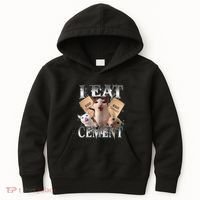I Eat Cement Cursed Cat Funny Oddly Specific Dank Meme Cat Kids Hoodie thumb 0