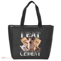 I Eat Cement Cursed Cat Funny Oddly Specific Dank Meme Cat Tote Bag thumb 0