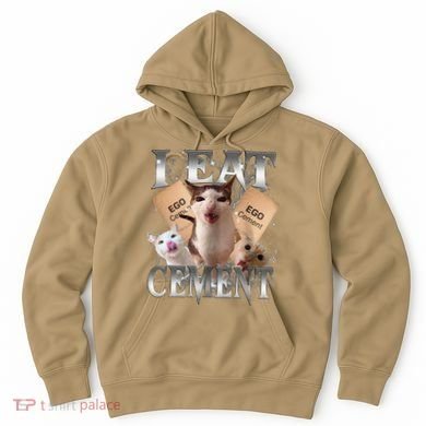 I Eat Cement Cursed Cat Funny Oddly Specific Dank Meme Cat Hoodie