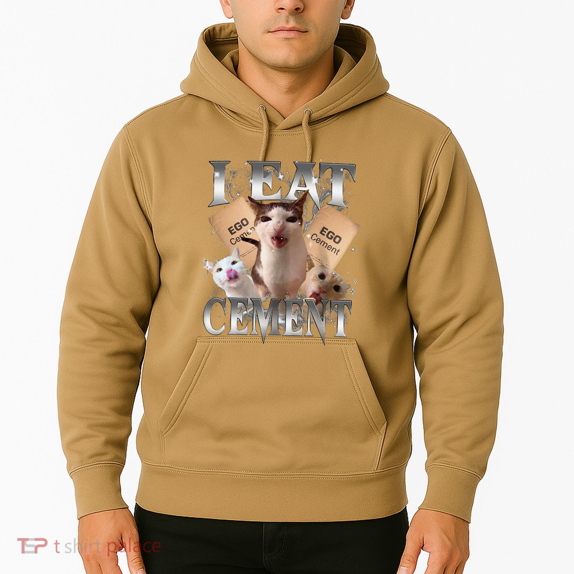 I Eat Cement Cursed Cat Funny Oddly Specific Dank Meme Cat Hoodie